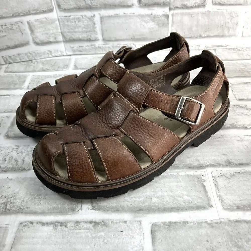 Simple Shoes Men's Size 9 Brown Leather Comfort Fisherman Sandals